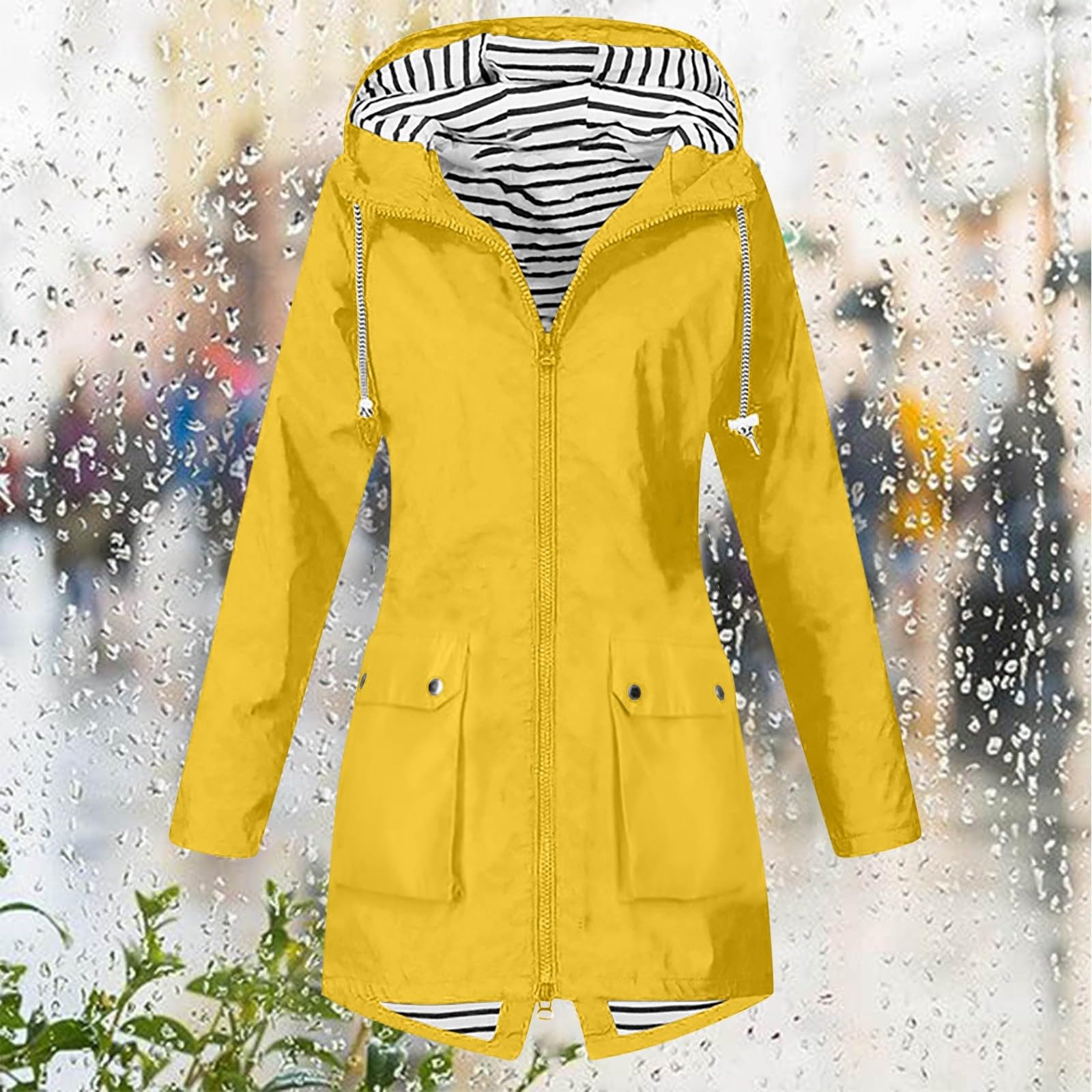 Generisch Chubasquero impermeable para mujer con cremallera para mujer, chaqueta de senderismo con capucha, abrigo acolchado