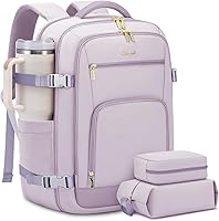 Vista 28 de LOVEVOOK Mochila de viaje para mujer y hombre, Beige, Mochilas de viaje