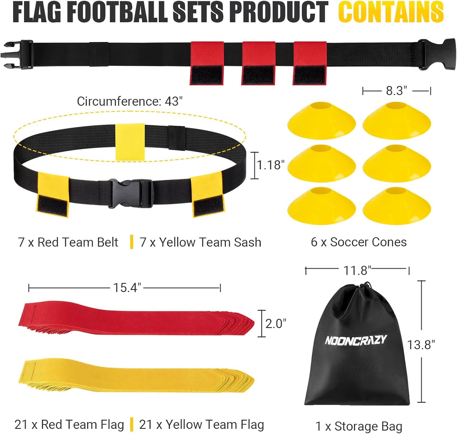 Flag Football Belts, 6/8/10/12/14 Player Flag Football Set for Kids, Youth & Adult, Adjustable Flag Football for Waist 22-43" - Image 3