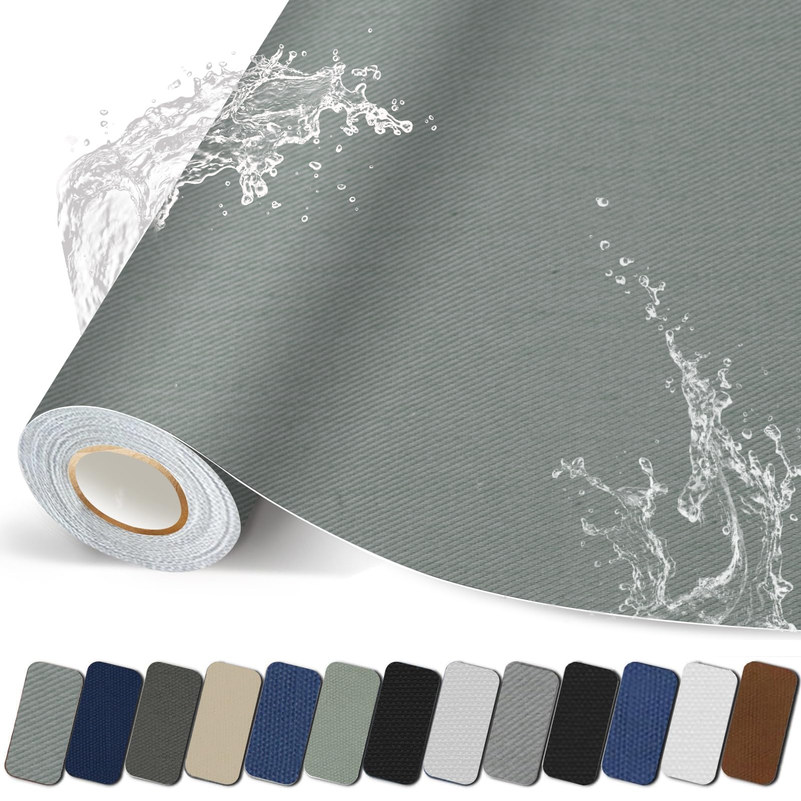 Parche de reparación de lona, cinta adhesiva fuerte de 35 x 79 pulgadas, parche de tela autoadhesivo para sofás, bolsas de mano, ropa, asientos de coche, muebles (gris, 35 x 79 pulgadas)