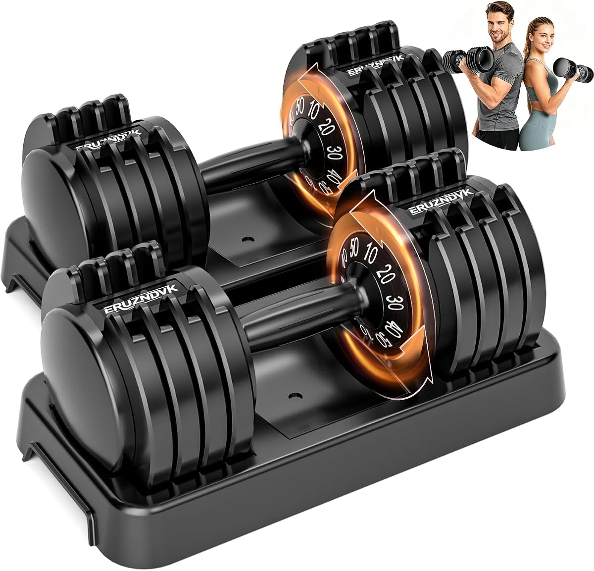 25/50lbs Adjustable Dumbbell Set of 2, 5-in-1 Free Weights Set | 50/100lb Set, Anti-Slip Texture Handle for Exercise, Fitness Equipment Set, Home Gym Strength Training, for Men and Women