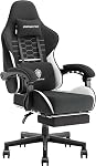 Dowinx Chaise de jeu en tissu avec coussin de ressort de poche, chaise de jeu haute dos ergonomique avec repose-pieds, tissu respirant doux et support Lombaire pour l'étude, le bureau à domicile et les jeux, 290 Lbs