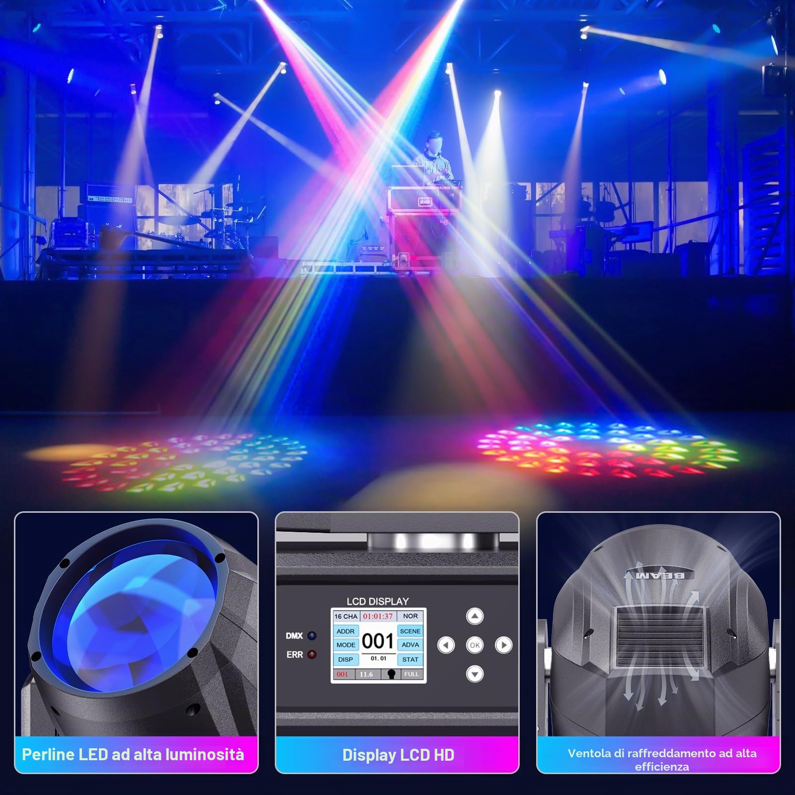 280W Teste Mobili 10R Fascio Palco luci 14 Colori 17 Gobos 16CH Proiettore 8 + 48 Prisma Testa Mobile per Discoteca Club Bar Feste Luci