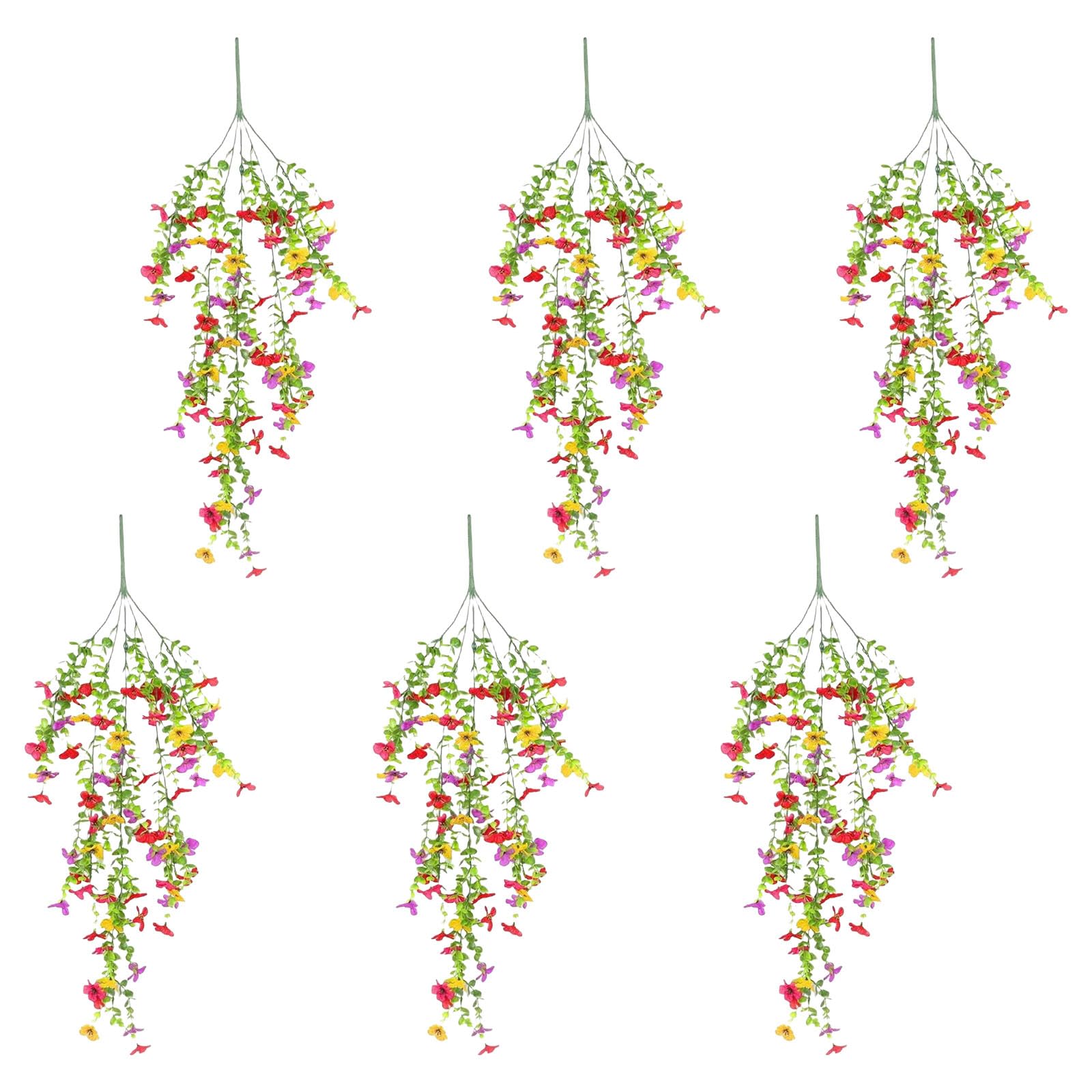 Kalttoy 6Pcs Artificial Hanging Plant Flower Bouquets Hanging Plant Drooping for Home Wall Garden Yard Patio Wedding Outdoor Artificial