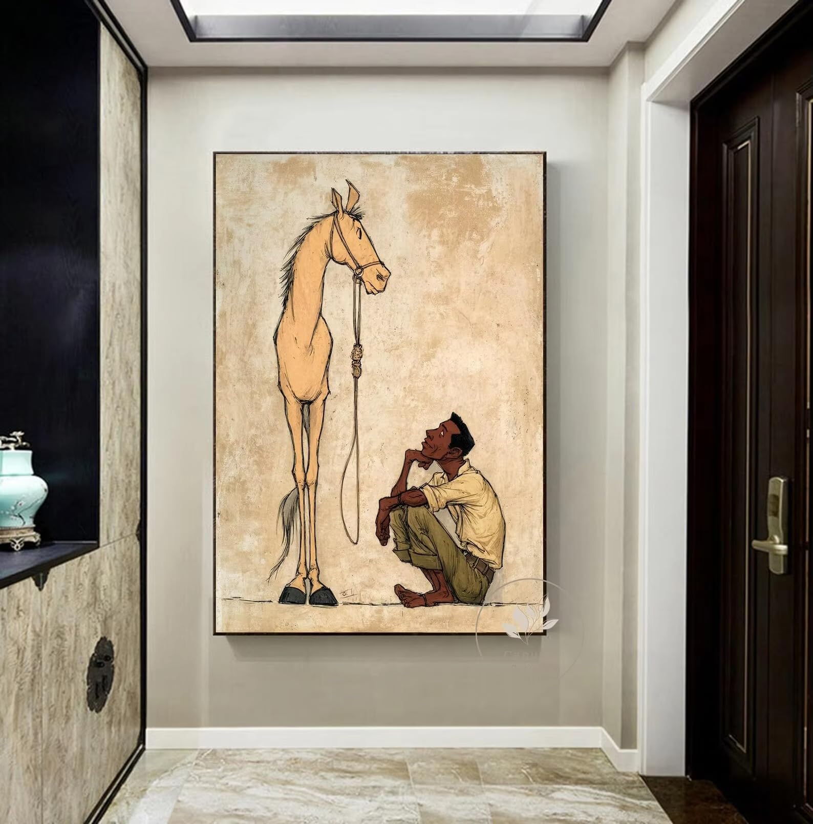 Cuadro figurativo moderno vintage rústico de 60x80cm sin marco para decoración de salón