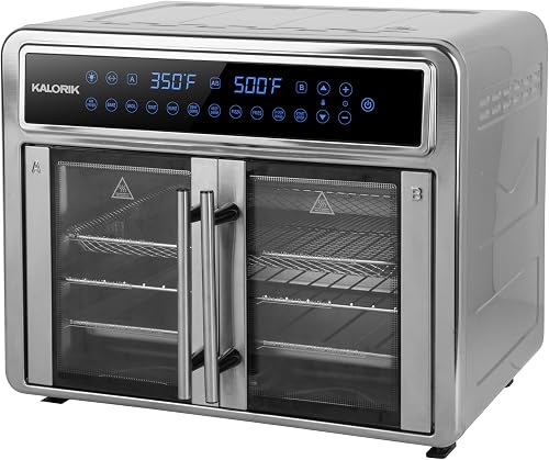Air Fryer Oven MAXX Series 26-Quart Flex Trio with Digital Controls Easy-View Door and 14 Cooking Presets, Converts into Dual 13 Quart Air Fryers, 1700-Watts, Stainless Steel