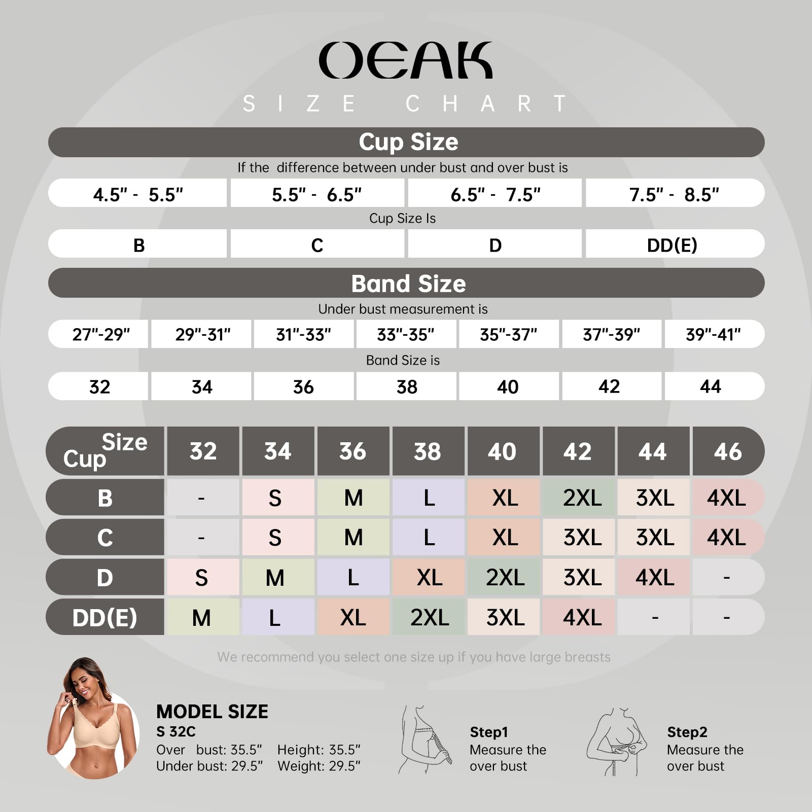 OEAK Reggiseno per allattamento al seno Morbido Sostegno Reggiseni Premaman Confortevole Senza Fili Gravidanza Bras Mani Libere Pompaggio Bras