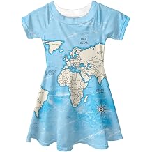 Girls Short Sleeve Patterned Print Sundresses Elegant Crew Neck Casual Pullover Dresses Youth Midi Sundress Outfit