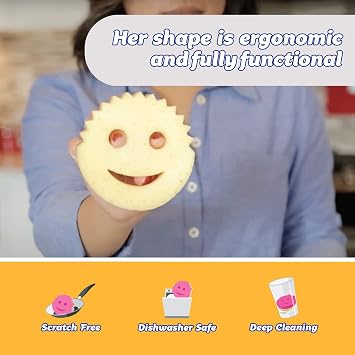 Scrub Daddy Scrub Mommy, spugna per lavare su due lati, alternativa ai panni non graffiati, spugne per lavare come quelle usate dalla signora Hinch, FlexTexture Firm & Soft Design, 2x Colore assortito