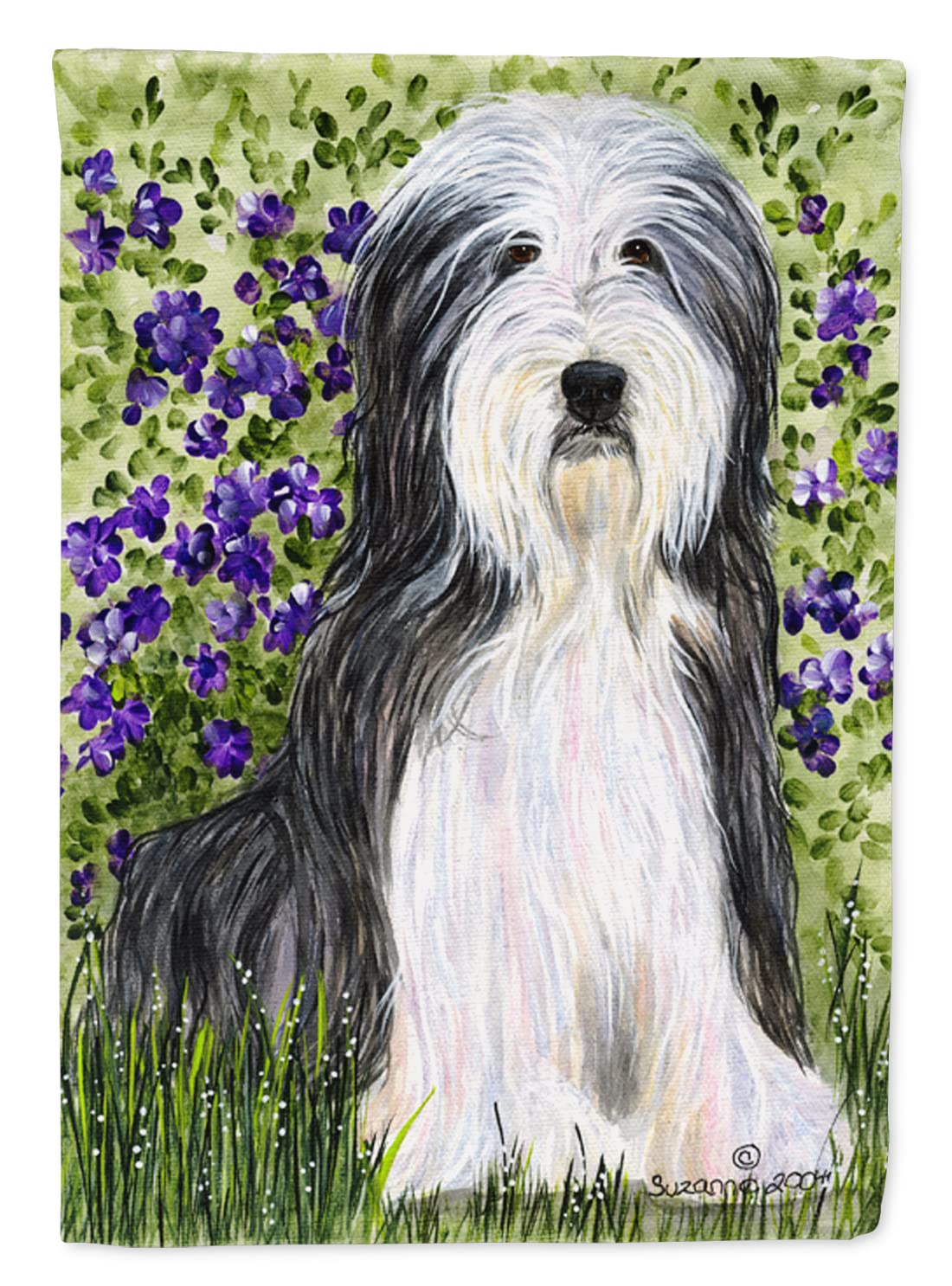 Drapeau Bearded Collie grand format pour célébrer votre passion canine à l'entrée de la maison