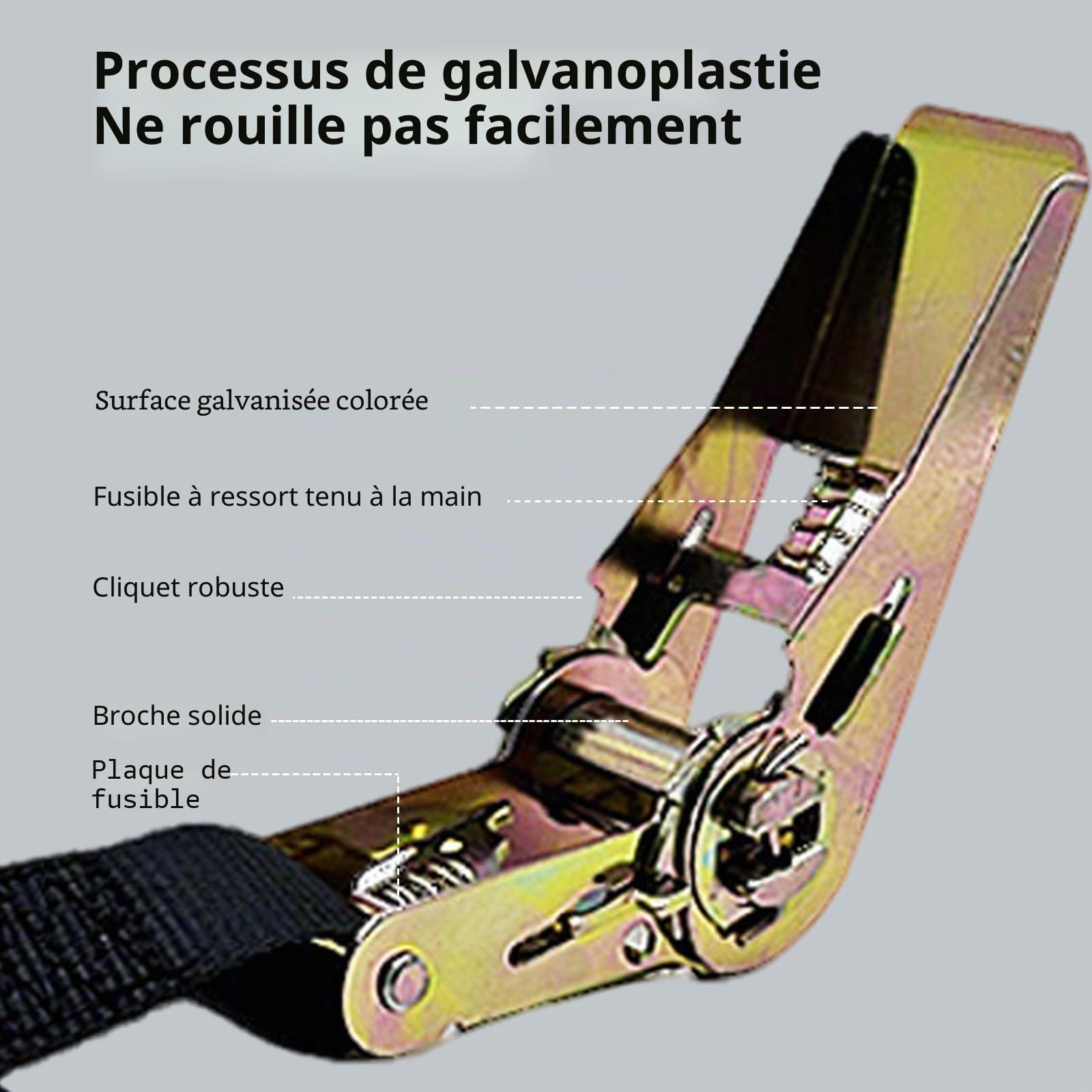 Lot de 2 sangles d'arrimage Basicon de 15 m de long avec serrure à cliquet - 800 kg - Sangles d'arrimage à cliquet - 25 mm de large - Sangles de fixation réglables pour charge fixe (noir)
