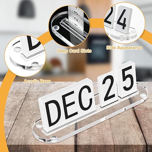 Miniatura 3 de Mini calendario de escritorio perpetuo acrílico para escritorio, calendario diario de escritorio con fecha de mes de acrílico bloques de