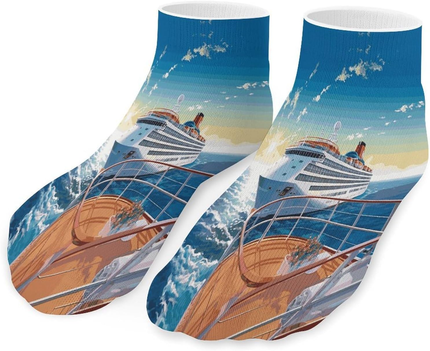 Summer Sea Cruise Ankle Socks for Men Women 5 Pairs | Comfortable Casual Low Cut Socks, Lightweight No Show Breathable Athletic Socks, Soft Mini Crew Socks for All Seasons
