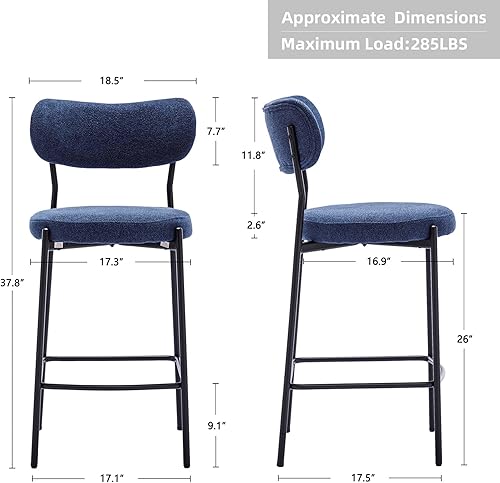 Miniatura 2 de DUHOME Taburetes de bar de altura de mostrador para isla de cocina,Taburetes de bar con respaldo,Juego de 2 sillas de comedor con patas mentales