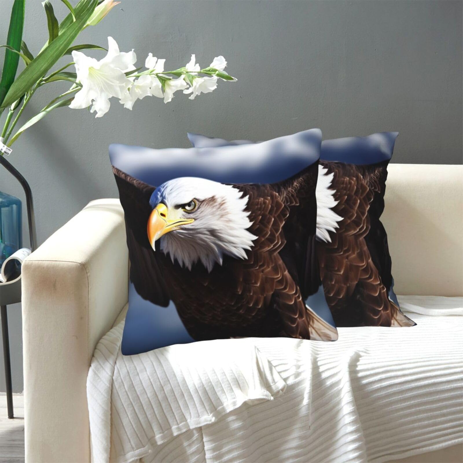 FekiLoot Decorative Throw Pillow Covers Modern Farmhouse Pillowcase Double Sided Cozy Cushion Cover for Sofa Couch Bed 12"X12" Eagle