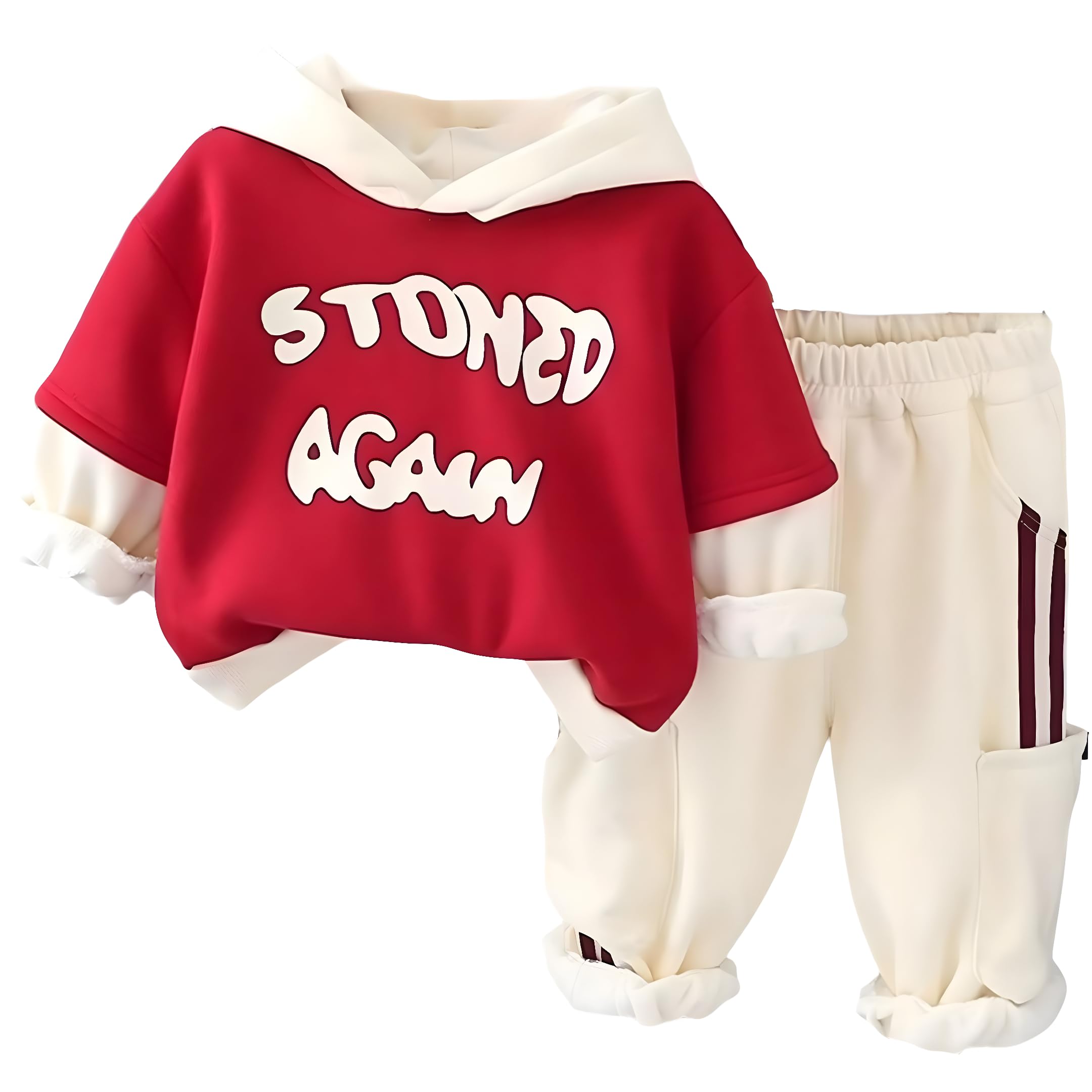 Googo Gaaga Boys Cotton Fleece Printed Hoodie Sweatshirt with Joggers in Clothing Set | Winter Fleece Fabric | Full Sleeves