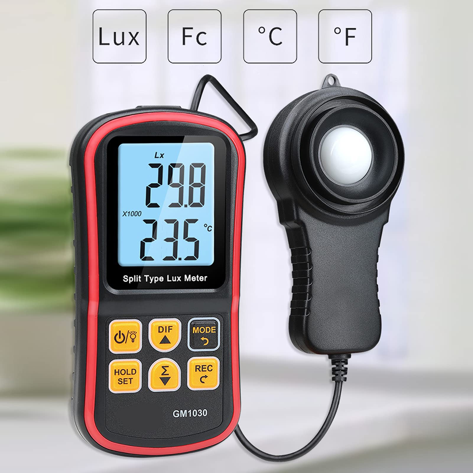 Luxmetro Professionale, Misuratore di Luce Digitale ad Alta Precisione 0-200.000 Lux, Misuratore di Illuminamento Portatile con Data Storage per Ispezione Industriale