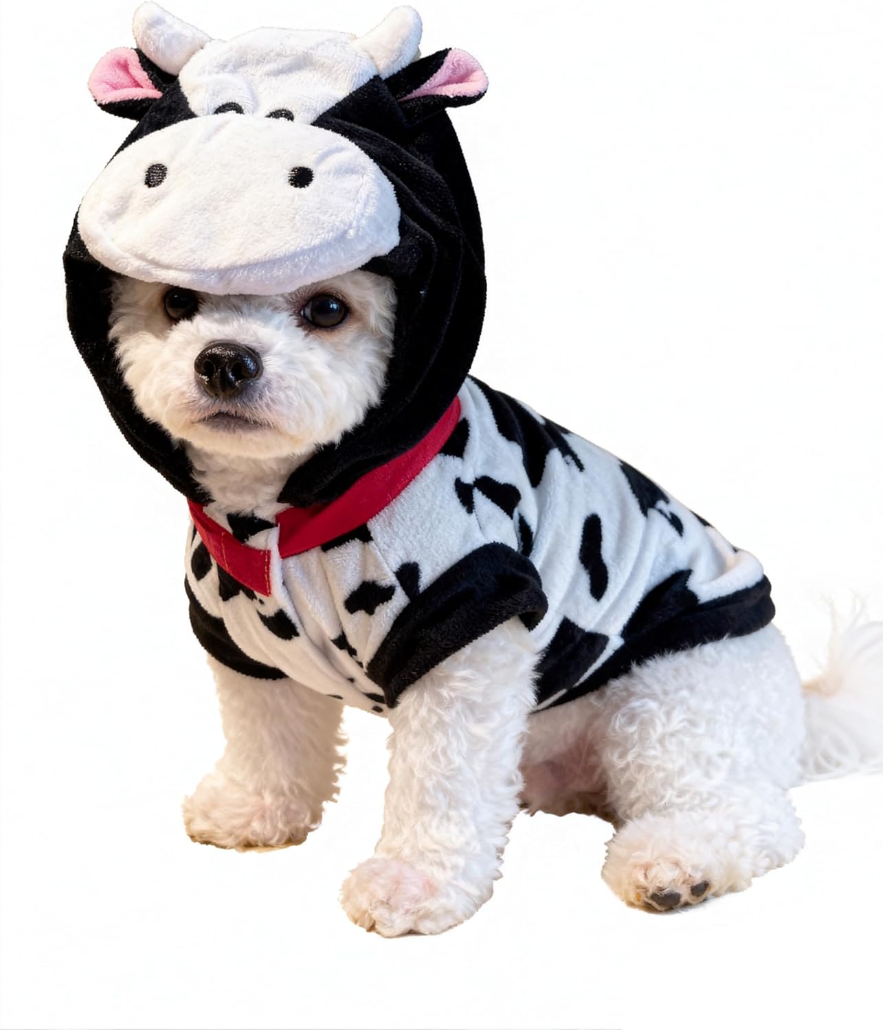 Pet Costume for Small Dogs Cats,Halloween Hoodies Winter Puppy Coat Outfits Funny Pajamas Clothes for Christmas Party,Cow L Cow L(Bust: 17.72 inch)