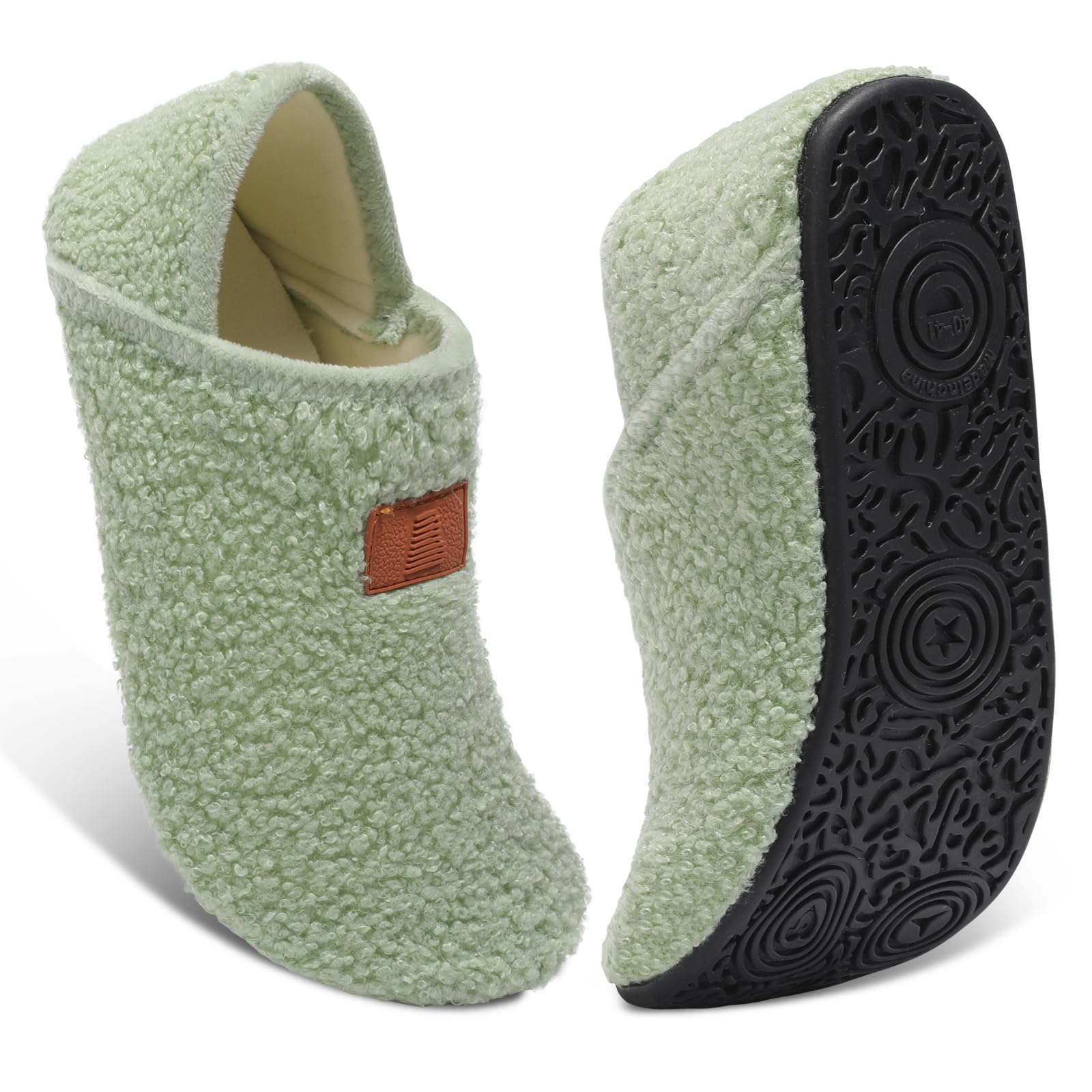 Fires Womens Mens Slippers with Rubber Sole Soft-Lightweight House Slipper Socks Around House Shoes Non Slip Indoor/Outdoor