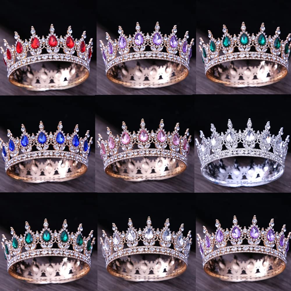 Haarschmuck Krone Tiaras für Frauen Vintage Prinzessin Rosa Crystal Tiara Kronendem -Diadem -Party Hochzeit Strass Brautkronhaarschmuck Accessoires, Pink ， Silber ， Weiß