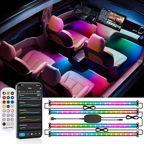 Sanwo Luces interiores de automóviles dentro de tu automóvil luces LED para el interior aplicación de sincronización de música control segmentado