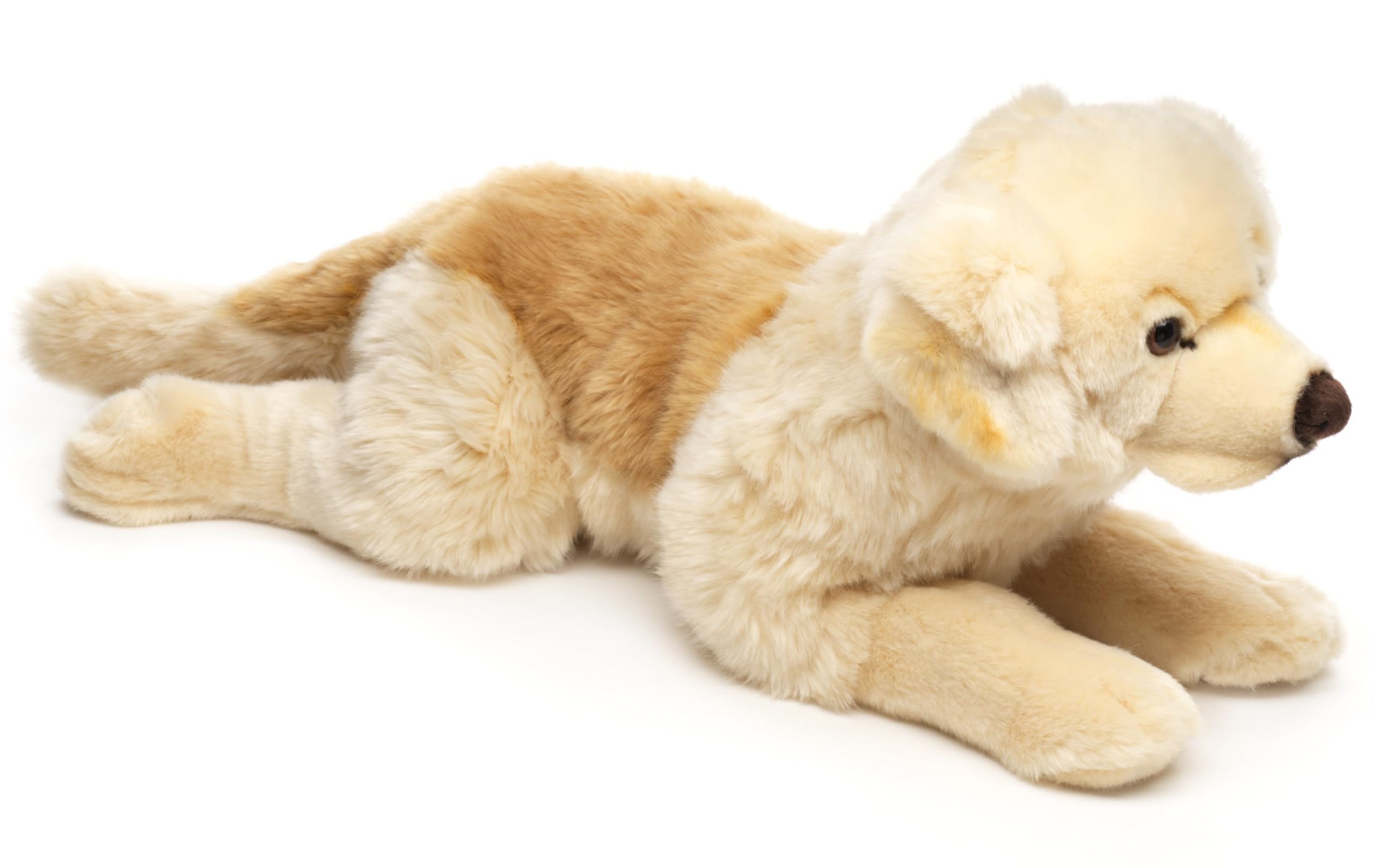 Uni-Toys - Golden Retriever, Tumbado - Sin arnés - 60 cm (Longitud) - Perro de Peluche - Peluche