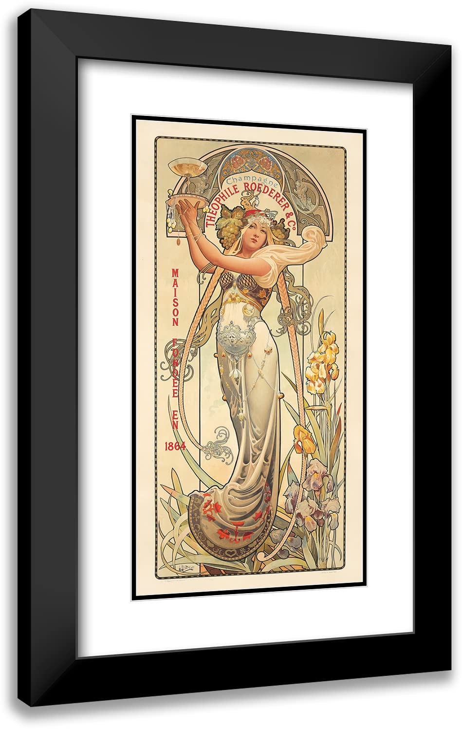 ArtDirectLouis-Théophile Hingre 11x18 Black Modern Frame and Double Matted Museum Art Print Titled - Theophile Roederer and Co. Champagne (1897)