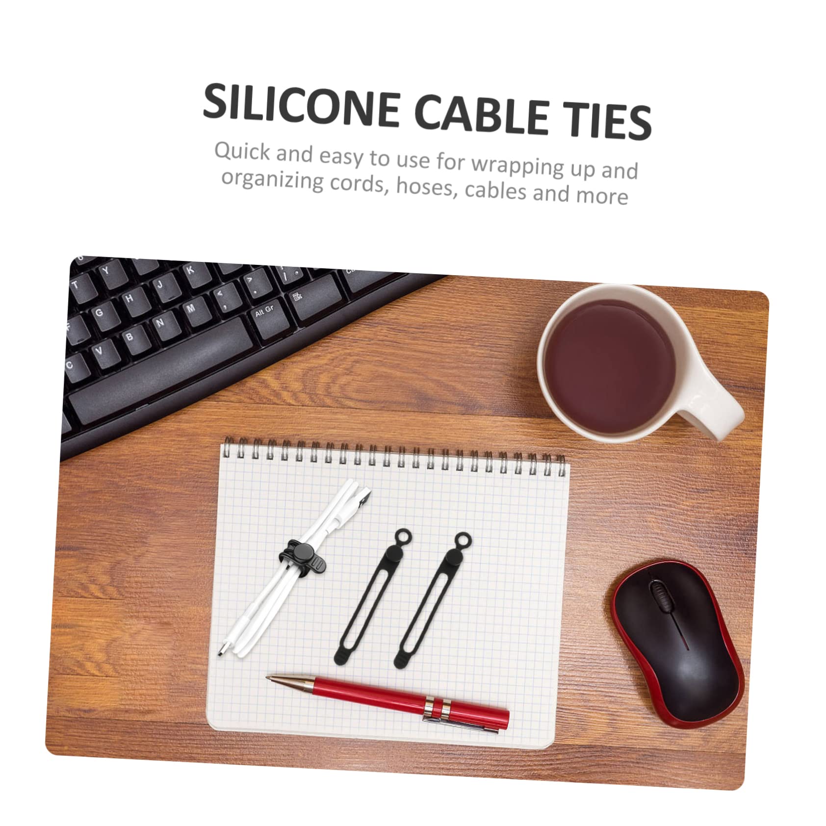 OSALADI 120piezas Ataduras De Silicona Reutilizables Para Organización De Cables Hogar y Oficina Para Cargadores y Electrodomésticos