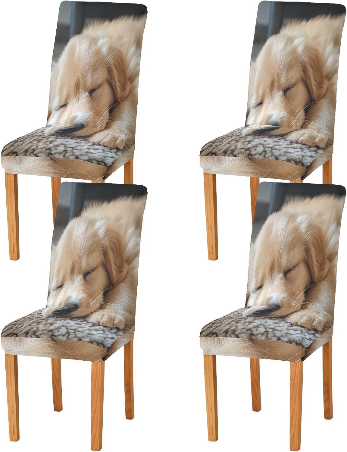 ALAZA Chair Covers for Dining Room, Cute Golden Retriever Sleeping Stretch Chair Cover Sets Chair Protector Removable Washable for Ktichen Restaurant Hotel