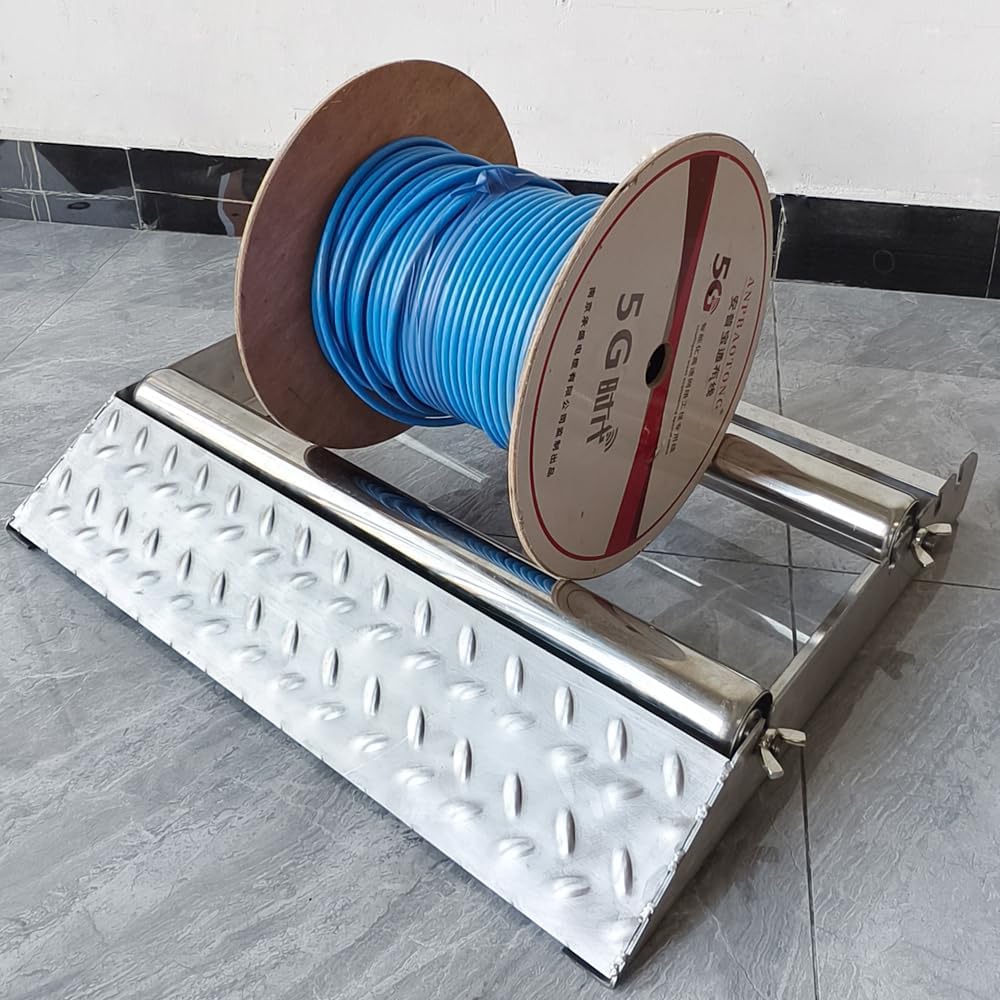 Cable Roller Stand,Adjustable Cable Reel Roller,Suits for The Cable Reel Width Up To 11.9-27.5 Inch,suits for Nylon Axle, Iron Axle, Wooden Axle