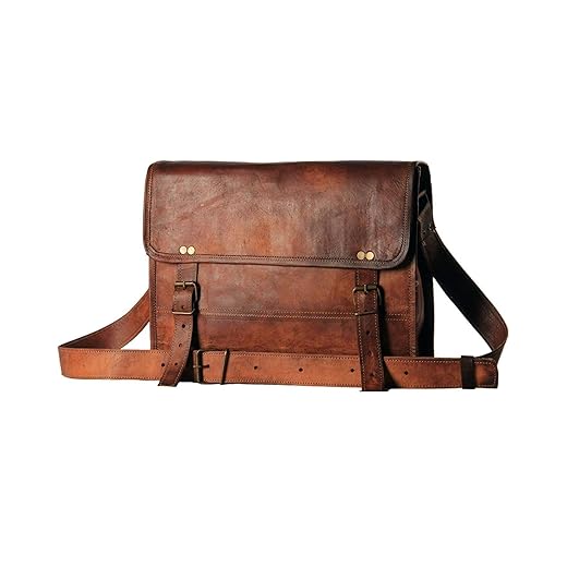 ALASKA EXPORTS -Vintage Handmade Leather Messenger Bag Laptop Briefcase Computer Shoulder Bag for Men and Women brown