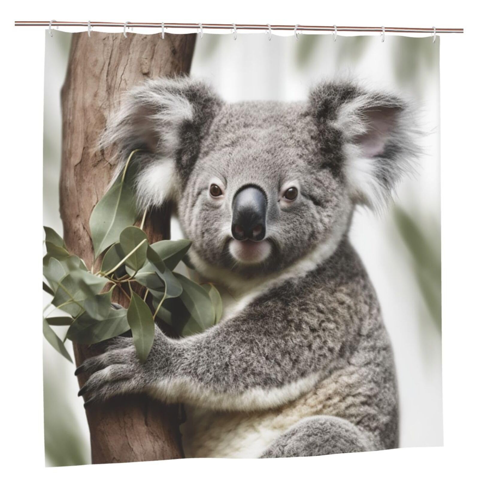 Rideau de douche Koala 182x182 cm : rideaux de douche imperméables avec anneaux résistants