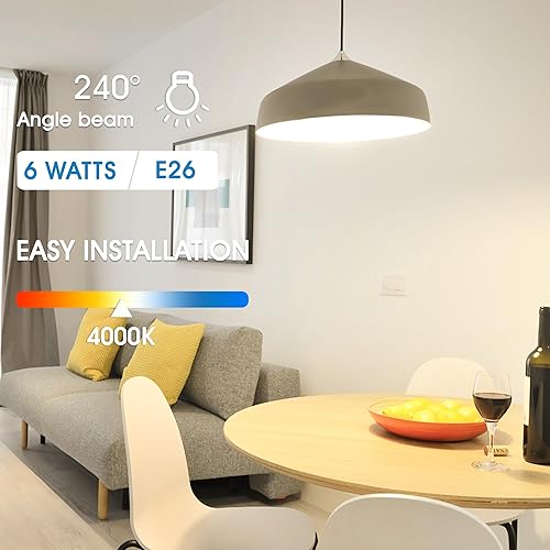 Miniatura 7 de Bombilla LED G25, bombillas de tocador equivalentes a 60 vatios para baño, 4000 K luz diurna natural, luz blanca redonda, base E26 para iluminación