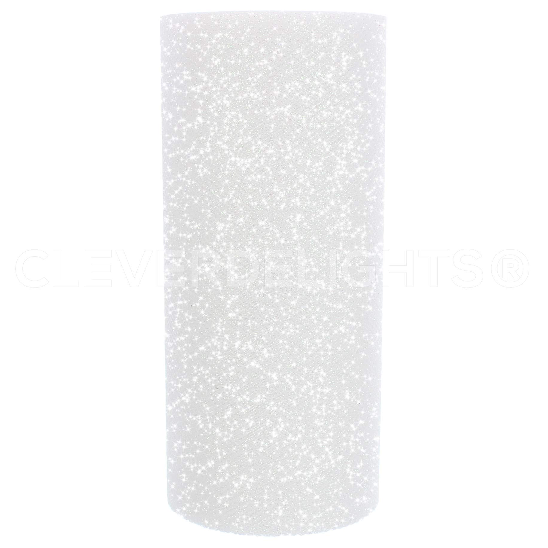 CleverDelights 6" Glitter White Tulle Ribbon - 25 Yards - Tulle Craft Fabric Spool