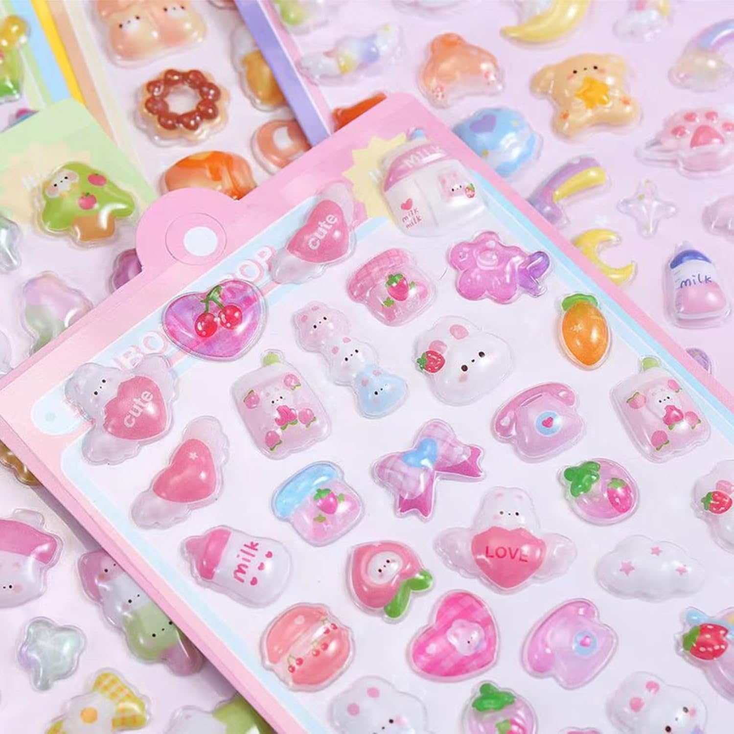 Cute 3D Puffy Stickers Kawaii Resin Animal Cartoon Sticker, Tiny DIY Stickers for Scrapbooks Laptops Water Bottles (Multicolor)