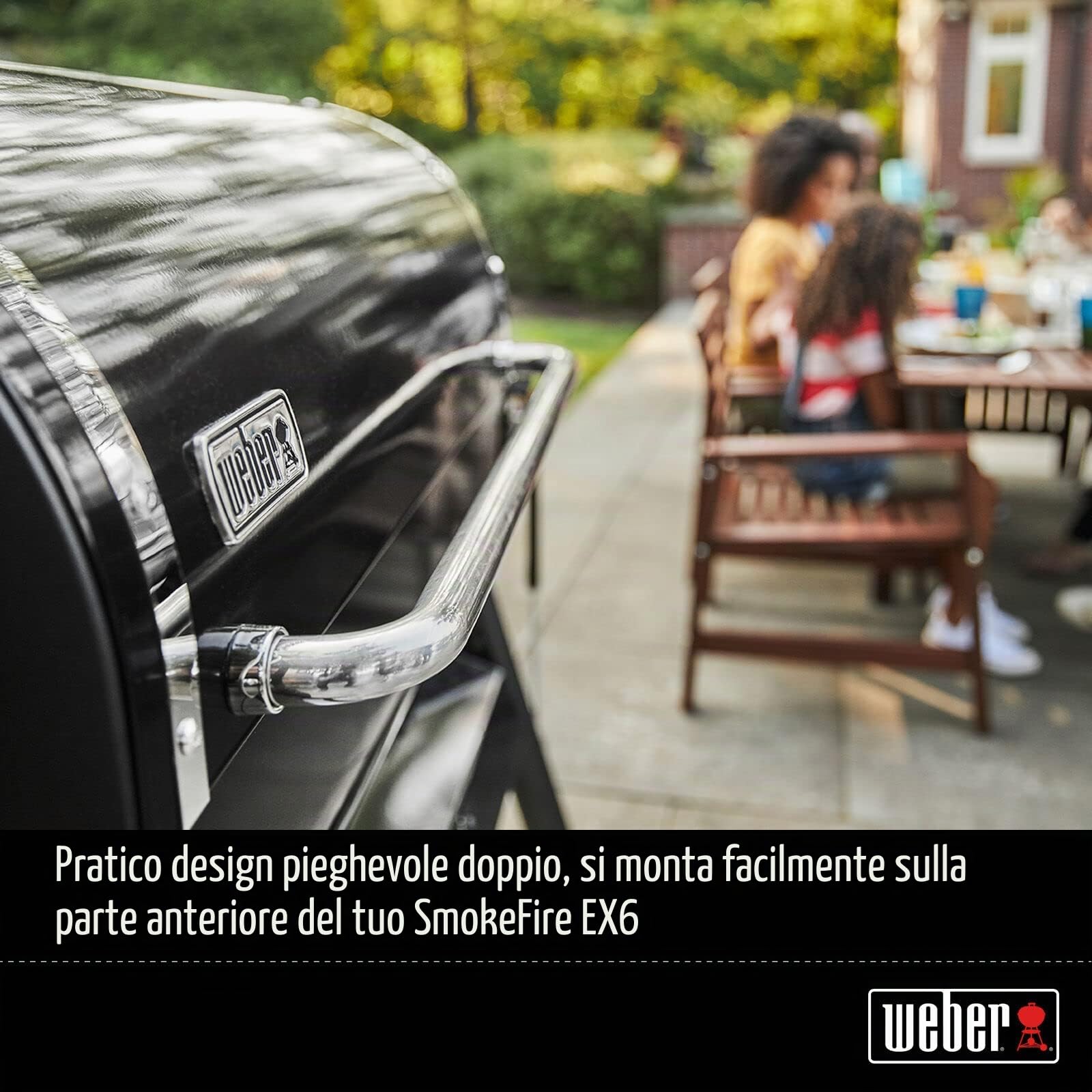 Weber SmokeFire EX6 / EPX6 tavolino Frontale/Ribaltabile, Superficie di appoggio aggiuntiva per Alimenti, Montaggio Semplice – Argento (7003)