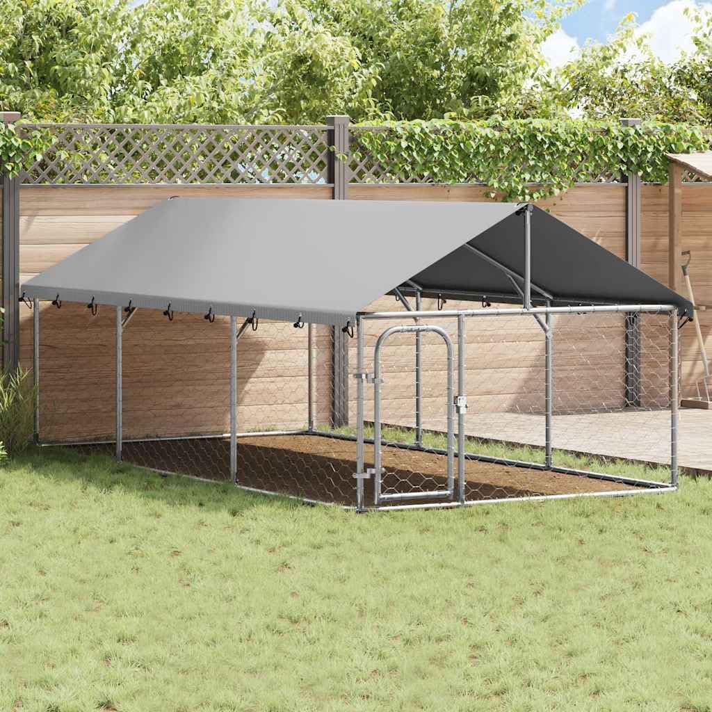 Recinto Per Cani Acciaio Zincato 400x200x150 cm Argento