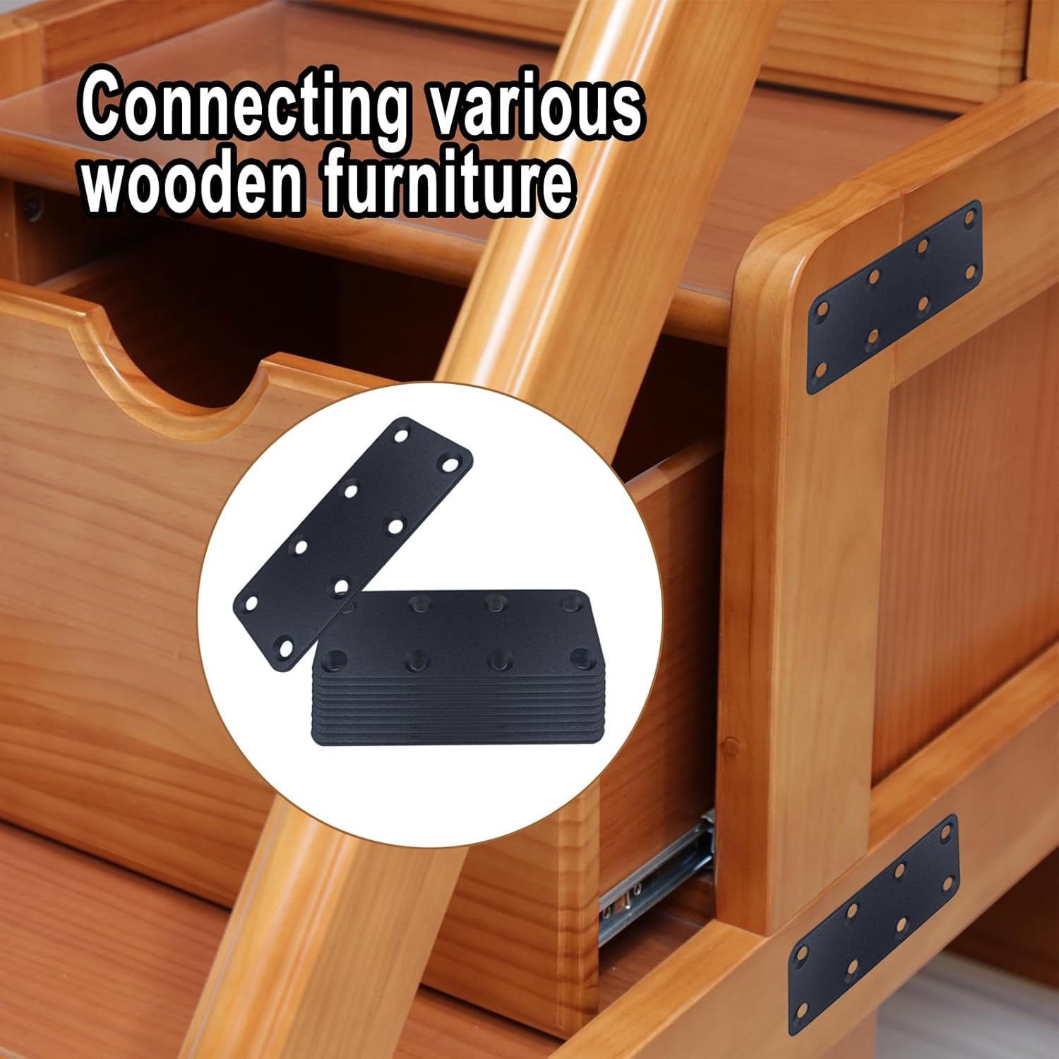 20PCS 3.94 x 1.57 inch Black Flat Mending Plate, Metal Bracket with Holes, Straight Steel Brace Fixing Joining Plate for Wood