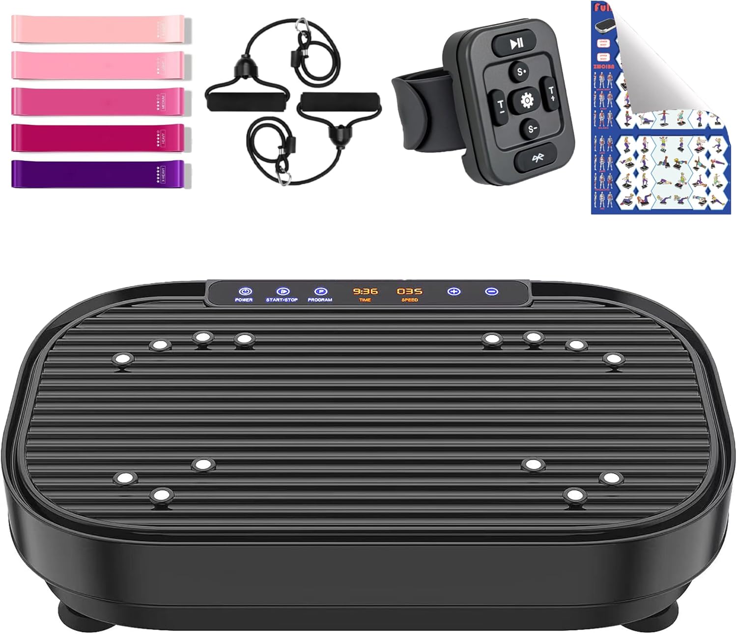 Vibration Plate Exercise Machine, 2025 Upgraded Fitness Full Whole Body Workout Shaker Platform for Lymphatic Drainage Weight Loss with Exercise Poster for Home Office