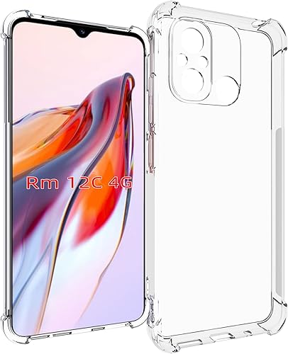 Funda para Redmi 12C Clear TPU Cuatro Esquinas Cubierta Protectora Transparente Suave