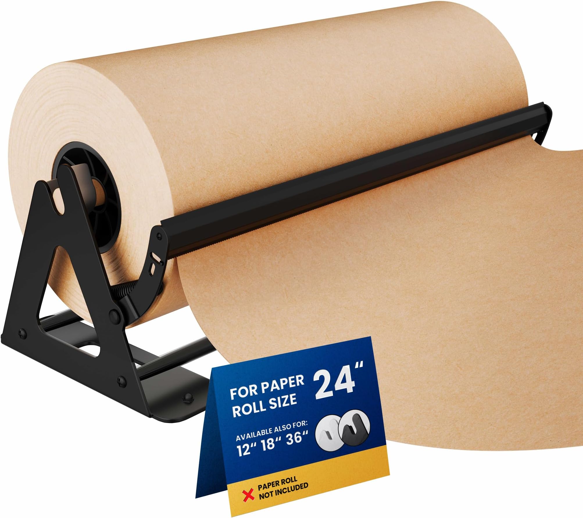 DIY Crew 24 Inch Paper Roll Dispenser and Cutter - Heavy-Duty Wall Mountable, Non Slip Tabletop - Kraft, Freezer, Butcher Paper - Up to 1000ft Rolls