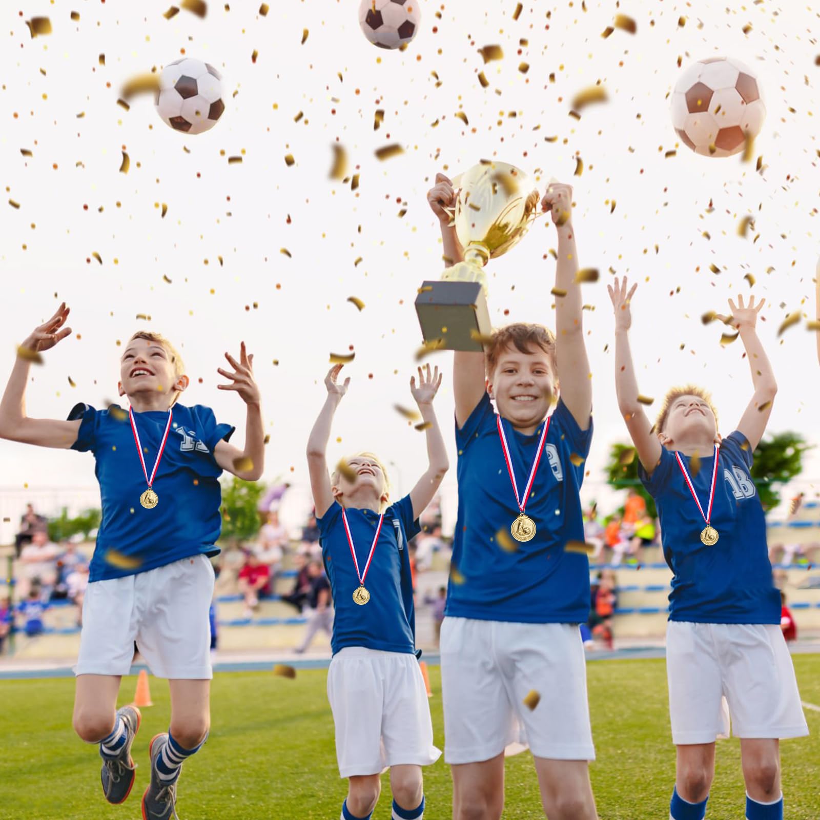 12 Medaglie Olimpiche Con Nastro - In Metallo, Per Bambini, Sport, Premi E Decorazioni - Foto 8