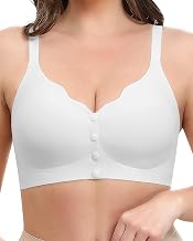 Jiuday Women's Front Closure Bra Without Underwire Comfort Seamless Easy To Put On Bra for Nursing Elderly People Bustier Padded Support Seamless Soft Bralette