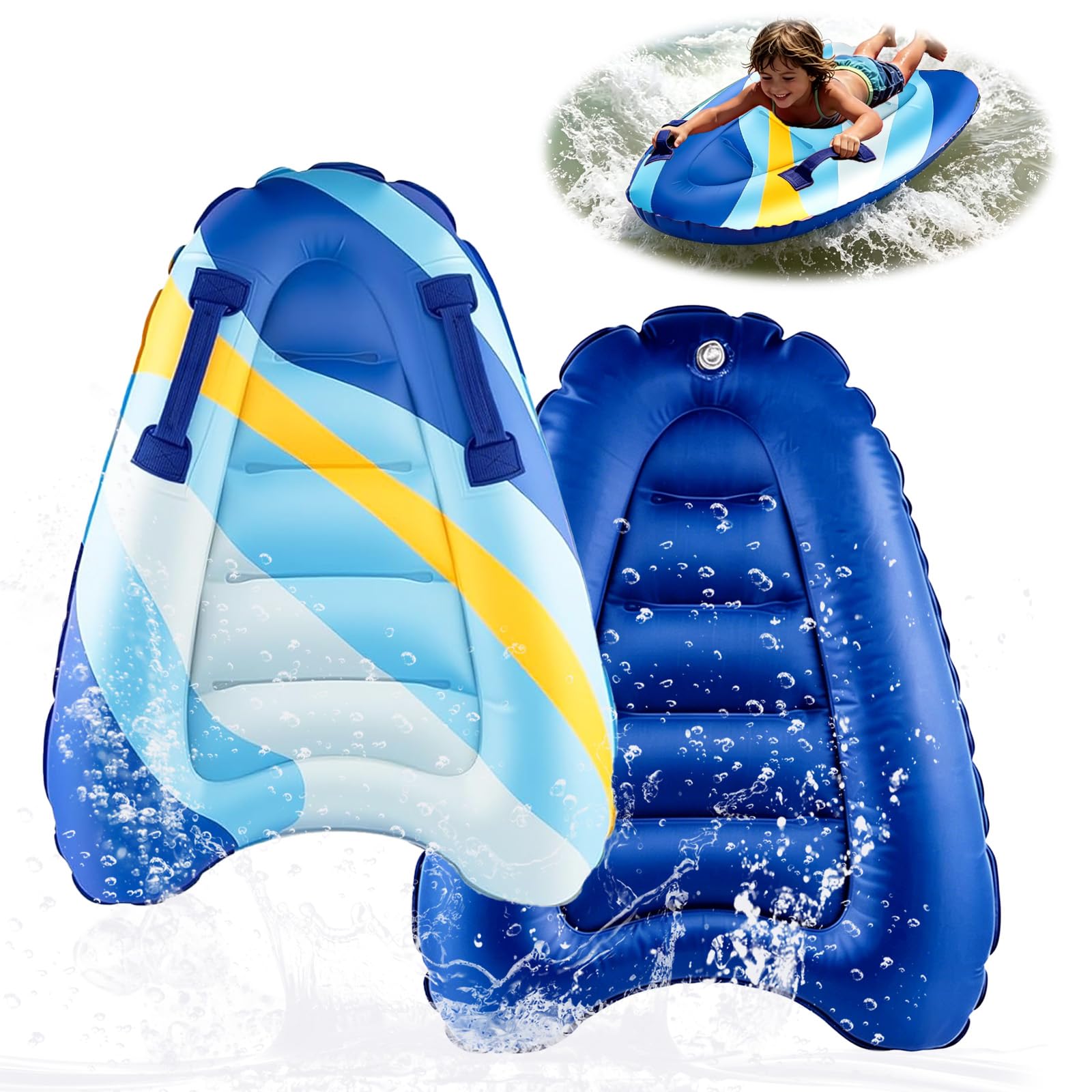 Aufblasbares Bodyboard Tragbares Bodyboard Kinder mit Griffen,Faltbar Schwimmenboard