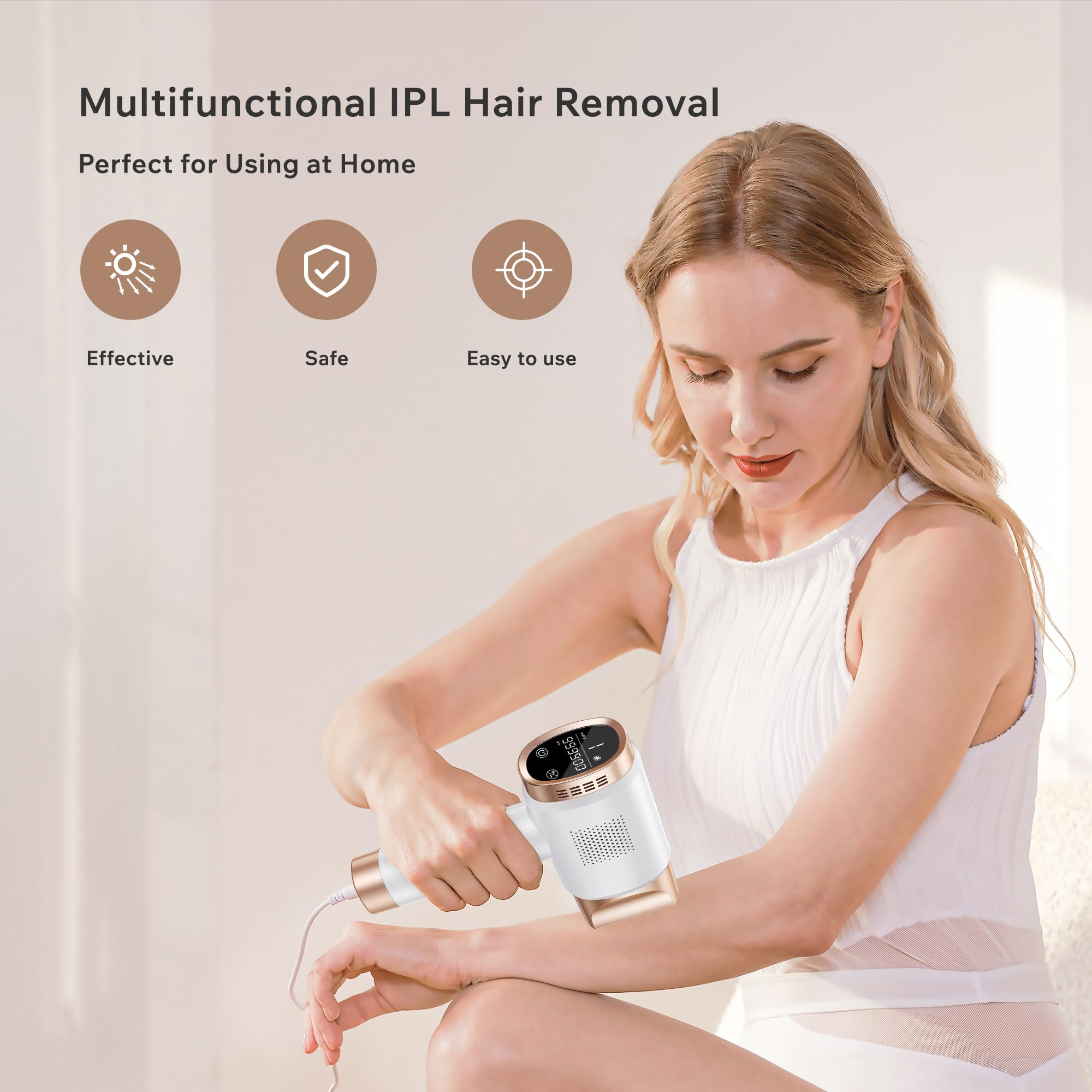 Epilatore Luce Pulsata con Raffreddamento a Ghiaccio, 9 Livelli di Energia, Epilatore a luce pulsata IPL con Touch Screen LCD,Luce Pulsata 999,900, Epilatore Laser per Donna,Uomo,Viso,Bikini,Corpo