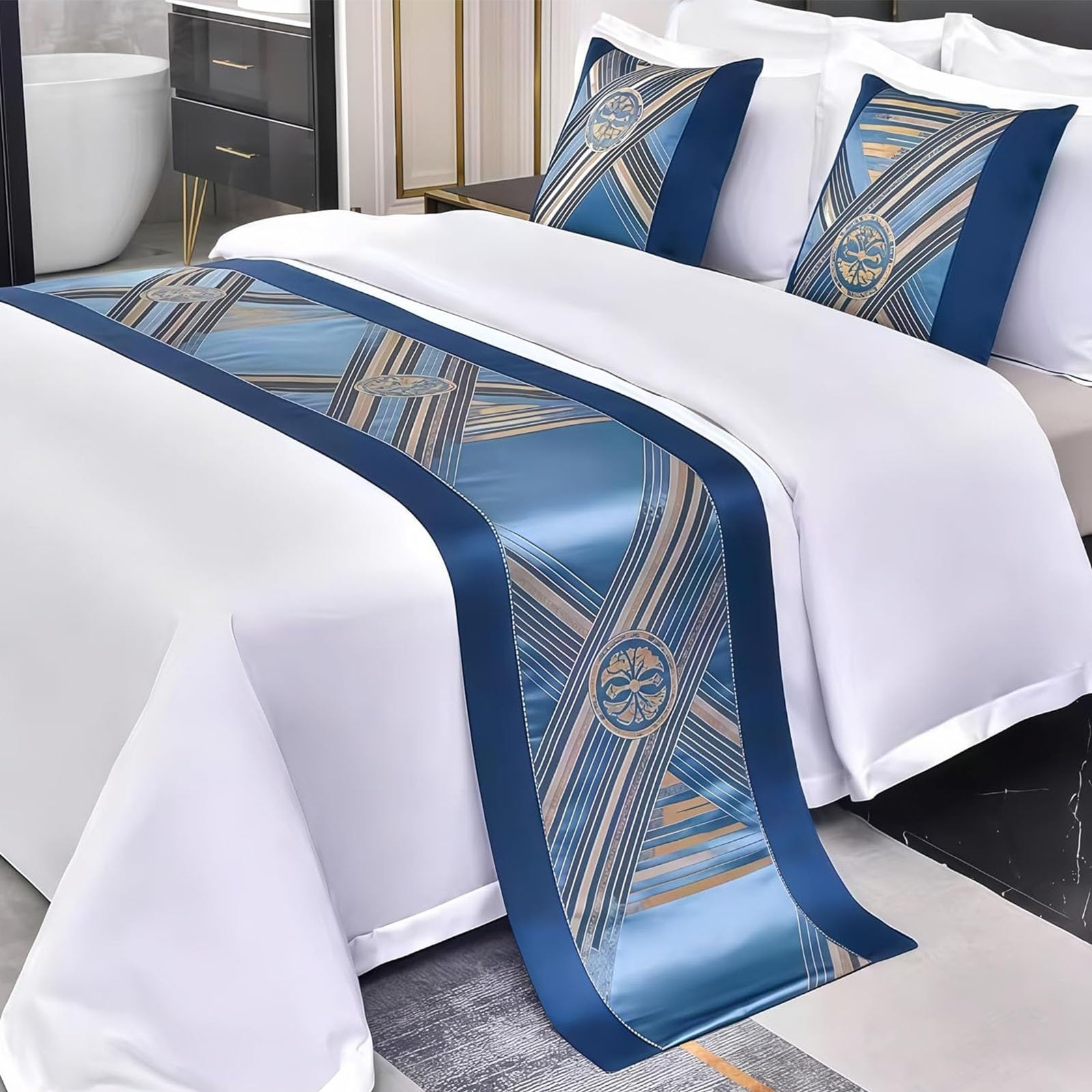 Bieżnik na łóżko, miękki koc hotelowy, dekoracyjny bieżnik na łóżko, oddychający bieżnik na łóżko, do pokoju gościnnego, A-50 * 240 cm,A-50 * 240cm