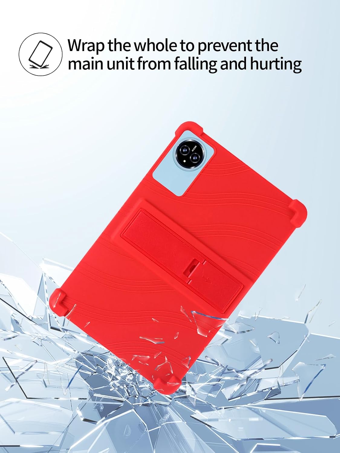 for Relndoo P80 Android 15 Gaming Tablet,11" 2.5K Ultra Clear Display Tablet Model Case,UYRUREL Soft Silicone Adjustable Stand Cover Lightweight Kids Friendly,RED. image 2