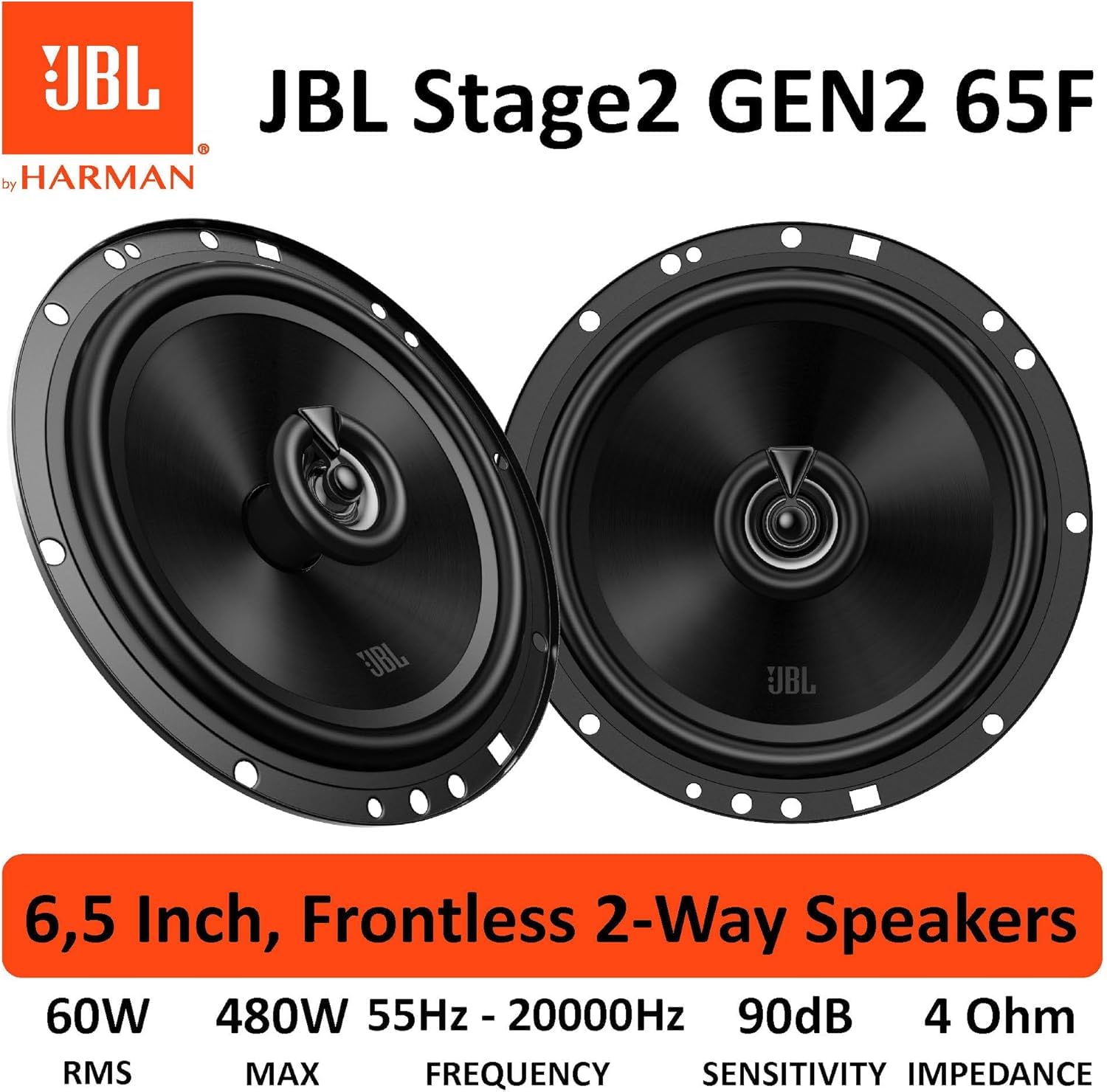 JBL Stage2 GEN2 65F Koaxial Lautsprecher Auto 165mm (6,5 Zoll) - 2 Wege Set