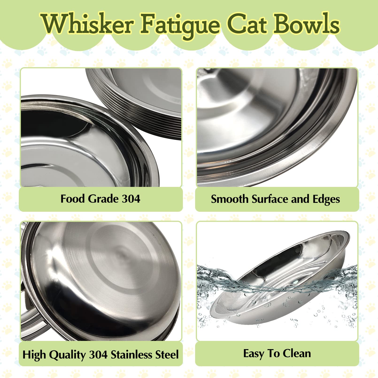 Apatal 6 PCS Stainless Steel Cat Bowls, 5.5