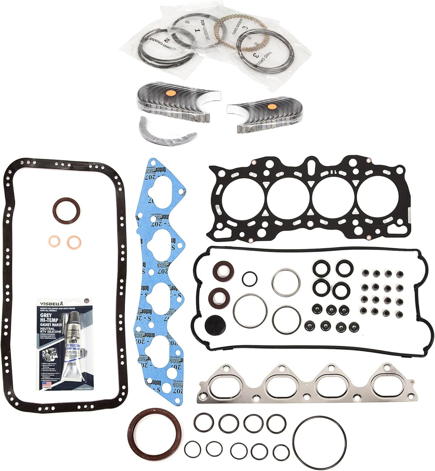 MA-4216958722-2 Full Gasket Set Bearings Rings Compatible With/For 97-01 Honda CR-V 2.0 DOHC B20B4 B20Z2